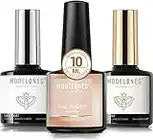 Modelones Base e Top Coat Semipermanente con Primer per Unghie in 3 x 10ml Gel Soak Off UV LED Smalti per Manicure