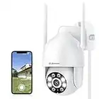 Jennov Caméra Surveillance WiFi Extérieure sans Fil, 2K Camera sans Fil Exterieur Pan/Tilt Vue à 360°avec Vision Nocturne, Détection de Mouvement, Audio Bidirectionnel, Sirène et Alarme Lumineuse