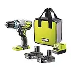 RYOBI - Perceuse-Visseuse à Percussion Électrique Sans Fil 18V ONE+ Brushless - Réglage de Couple Électronique - Livrée avec 2 Batteries Lithium+ 2,0 Ah et 1 Chargeur Rapide - R18PDBL-220S