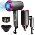 MooMoo Baby Hair Dryer 1800W Professional Ionic Blow Dryer Negative Ion Hair Dryers with Diffuser and Concentrator Nozzles 3 Heat Settings & Infinity for Home & Travel (Grey)