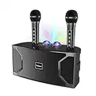 Karaoke Machine for Adults and Kids, with 2 Wireless Microphones, Portable Bluetooth PA Speaker System with LED Lights & Reverb/Treble Adjust, Echo & Vocal Cut, Best for Home Party, Wedding, Christmas