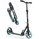 BELEEV V5 Scooter Adults' Kick Scooter with 2 Wheels, City Scooter with Suspension Quick Release Folding System, 4 Height Adjustable, Big 200 mm Wheels for Children from 8 years (aqua)