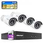 SMONET 5MP 8CH PoE Outdoor Security Camera System,8CH NVR Home CCTV Surveillance Camera System with 1TB Hard Drive,4PCS Wired 5MP PoE IP Cameras,24/7 Recording,H.265, Motion Detection,Night Vision