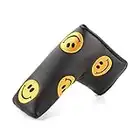 FLTRADE Smile Face LIMITED EDITION Golf Blade Putter Covers Head cover for Scotty Cameron Odyssey Callaway Taylormade Titleist Ping Mizuno Cobra,Black/yellow