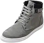 CALTO Men's Invisible Height Increasing Elevator Shoes - Grey Nubuck Leather Lace-up Fashion Sneakers - 2.6 Inches Taller - T53120 - Size 9 D(M) US