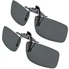 Gritin Clip on Sunglasses, [2-Pack] Mens/Womens UV400 Flip-Up Polarised Sunglasses - Convenient and Secure Fit over Prescription Eyeglasses Ideal for Driving and Outdoors-Day Vision