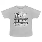 Spreadshirt Besoin d'un Assistant pour Mes Bêtises Je Vais Être Grand Frère Humour T-Shirt Bio col Rond Bébé, 12-18 Mois, Gris chiné