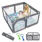 Baby Playpen,Playpens for Babies, Large Playpen for Toddlers,Baby Fence Play Area, Sturdy Safety Baby Play Yard Fence，Baby Gate Playpen (50"x50"Gray)