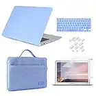iCasso Case Compatible with MacBook Air 13 inch Case 2010-2017 Release Model A1369/A1466 Bundle Set, Plastic Hard Case Shell, Sleeve Bag, Screen Protector, Keyboard Cover and Dust Plug - Serenity Blue