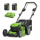 Greenworks GD24X2LM46SPK4X Cortacésped de Batería Autopropulsada para Céspedes Grandes Hasta 480 m², Ancho de Corte 46 cm, Bolsa de 55L MÁS Dos Baterías 24V (Equivalente a 48V) de 4Ah y Cargador Doble