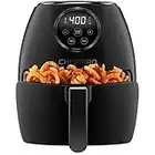 CHEFMAN Small Air Fryer Healthy Cooking, 3.6 Qt, User Friendly, Nonstick, Digital Touch Screen, Dishwasher Safe Basket, w/ 60 Minute Timer & Auto Shutoff, Matte Black, Cookbook Included