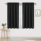 DWCN Black Blackout Curtains for Bedroom - Thermal Insulated Light Blocking Rod Pocket Window Curtains for Living Room 46 x 54 inch Length, 2 Panels