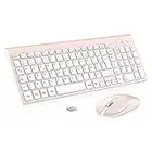 cimetech Clavier Souris sans Fil, AZERTY Français Clavier, Ultra-Fins Silencieux Clavier et Ergonomique Souris Combo, Connexion 2.4 GHz, pour PC/Portable/Ordinateur (Rose)…