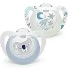 NUK Star Lot de 2 tétines pour bébé de 0 à 6 mois - En silicone sans BPA - Motif koala bleu