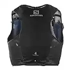 Salomon Adv Hydra Vest 4 Chaleco para correr con Flask incluido Unisex, Comodidad y estabilidad, Rápido acceso a la hidratación, Simplicidad, Black, M