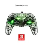 PDP Afterglow Deluxe Contrôleur de jeu câblé à LED, sous licence Nintendo pour Switch et OLED, couleur RGB, contrôleur de gamepad transparent, prise jack 3,5 mm, double vibration, touches paddle