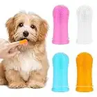 4 Piezas Cepillo de Dientes para Perros, Cepillo Dientes para Mascotas, Silicona Dog Toothbrush, Reutilizable Utilizando Cajas Almacenamiento, Cuidado Dental para Perros, Gatos y Cachorros (4 Colores)