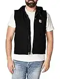 Carhartt Men's Relaxed Fit Washed Duck Fleece-Lined Hooded Vest, Black, Medium