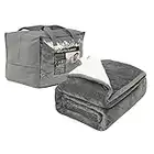 WOLTU Gewichtsdecke 150x200 Therapiedecke Erwachsene 11kg doppelseitige schwere Decke aus Flanell Sherpa, weiche Flauschige beschwerte Decke mit Glaskügelchen, Weighted Blanket Anti Stress, Grau