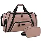 Dakuly Bolsa Deporte Hombre Mujer Bolsa de Viaje con Compartimento para Zapatos 55L Grande Impermeable Bolsa Fin de Semana para Gimnasio Natacion Rosa