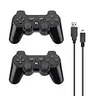 Powerextra Controller PS3 2 Pack Wireless Bluetooth PS3 Controller Wireless ad Alte Prestazioni per PlayStation 3 Console di Gioco per Console di Gioco Double Shock con Cavo di Ricarica