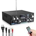 Wireless Bluetooth 5.0 Stereo Audio Amplifier, EKLEVOR AK-55 70Wx 2 Power Amp, 2 Channel Stereo Receiver with RCA, AUX, USB, FM Radio, Remote Control for Home Speakers & Theater System