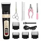 Dog Clippers Low Noise 4-Speed Dog Grooming Clippers 11Pcs Kit with 4 Comb Cordless Rechargeable Pet Hair Trimmer Set for Dogs Cats and Other Pets Black