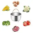 Cesta Vapor Acero Inoxidable Para Olla Instantánea 8QT Con Mango Silicona para cocinar al vapor, verduras, huevos, carnes de arroz