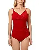 Delimira Women's Swimsuit B-H Cup Tummy Control Underwire Support One Piece Bathing Suit The Moon Plum-Red 34C