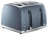 Russell Hobbs 26073 4 Slice Toaster - Contemporary Honeycomb Design with Extra Wide Slots and High Lift Feature, Grey