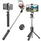 Bastone Selfie, Estensibile Selfie Stick Monopiede, Asta Bastone Selfie Treppiede con Bluetooth Remote Shutter per iPhone Samsung Galaxy Huawei