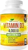 Vitamin D 4,000 IU, Maximum Strength Vitamin D3 Supplement, 365 Easy to Swallow Softgels - Full Year Supply