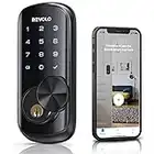 Revolo WFP01 Smart Lock, 5-in-1 WiFi Keyless Entry Electronic Deadbolt for Front Door - Alexa Voice Controlled - App Remotely Control - Anti-Peeking Password with Touchscreen Keypad - Grade 2 - Black