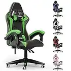 bigzzia Chaise de Jeu, Chaise de Bureau, pivotante et Robuste, Design Ergonomique avec Coussin et Support Dorsal inclinable (Vert)