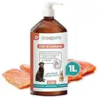 Olio di salmone per cani e gatti [ 1 LITRO ] 100% naturale, spremuto a freddo - Omega 3+6+9 e vitamina E, Antiossidante | Salmone scozzese, con pratico erogatore (Marrone)