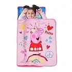 Peppa Pig I'm Just So Happy - Alfombrilla para siesta para niños pequeños, incluye almohada y manta de forro polar, ideal para niñas o niños que toman la siesta durante la guardería o preescolar, se adapta a niños pequeños