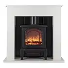 Warmlite WL45037W Ealing Electric Fireplace Suite with Adjustable Thermostat Control, 2 Heat Settings, LED Flame Effect, Safety Cut-Out System, White