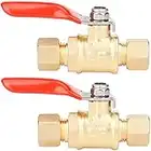 WHK 2 PCS Lead-Free Brass Ice Maker Shut Off Valve,1/4"Inch Compression x 1/4"Inch Compression Mini Ball Valve with Switch use for Refrigerator Water Line Fittings,Completely Shuts water flow off.