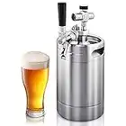 NutriChef Double Walled System-64oz Stainless Steel Growler Tap Portable Mini Keg Dispenser Kegerator Kit w/ Co2 Pressure Regulator for Craft Beer Draft/Homebrew PKBRTP99, 64oz