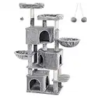 FEANDREA Árbol Grande para Gatos con 3 Cuevas para Gatos, Torre para Gatos de 164 cm, Gris Claro PCT98W