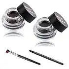 Vesaneae 2 Farben Eyeliner, Gel Eyeliner Wasserfeste,Langanhaltendes Creme Eyeliner Gel,Lidstrich Creme,Wischfestes Eyeliner, Professional Eye Liner mit 2 Eyeliner-Pinseln Kosmetik, Augen-Make-up-Set