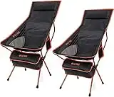 G4Free Silla de Camping Ligera Sillas de Salón de Campamento de Respaldo Alto Plegables al Aire Libre con Reposacabezas para Picnic Playa Senderismo Pesca 2PC