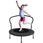 Ativafit Fitness Trampoline for Kids Foldable Mini Trampoline with Adjustable Foam Handle Workout Indoor Outdoor Home Use