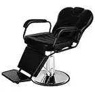 Artist Hand Reclining Barber Chairs Heavy Duty, Salon Furniture Spa Shampoo Equipment Hydraulic Hair Chair for Barber Shop, Upgrade Leg Support & Wider Seat (Black)