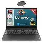 Lenovo, Pc portatile notebook pronto all'uso, Display FHD da 15,6", cpu AMD Ryzen 3, ram 12Gb, sshd 756Gb, windows 11 pro, computer portatile + mouse wireless