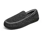 DREAM PAIRS Men's Dsl216m House Slippers Moccasins Style for Indoor/Outdoor with High-Density Memory Foam Winter Warm House Shoes, Black, Size9.5-10.5