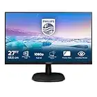 Philips Monitors 273V7Qdab Monitor 27 Pollici Led Ips Full Hd, 4 Ms, 3 Side Frameless, Low Blue Mode, Flicker Free, Hdmi, Dvi, Vga, Attacco Vesa, Audio Integrato, Nero, 27 Pollici