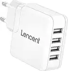 LENCENT Cargador USB de Pared, Enchufe Multipuerto 24W/4.8A,4 USB, Cargador Móvil Universal con tecnología Auto-ID