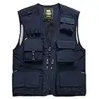 Men's Mesh Quick-Dry Fishing Vest Outdoor Hunting Climbing Traveling Photography Cargo Waistcoat with Multi-Pockets Navy, US XXL