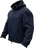 TACVASEN Windproof Men's Military Fleece Combat Jacket Tactical Hoodies, Navy Blue, XL